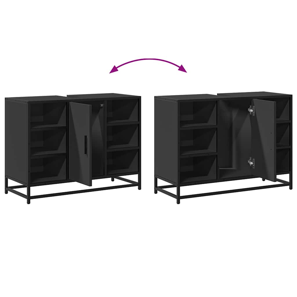 Ντουλάπι Μπάνιου Νιπτήρα Μαύρο 80 x 33 x 60 εκ. Επεξ. Ξύλο - Pakobazaar