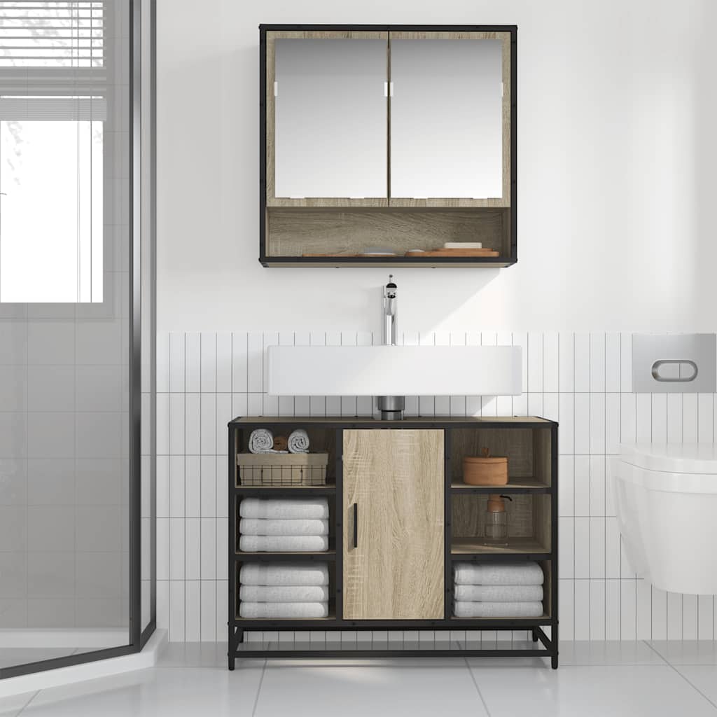 Ντουλάπι Νιπτήρα Μπάνιου Sonoma Δρυς 80 x 33 x 60 εκ. από Τεχνητό Ξύλο - Pakobazaar