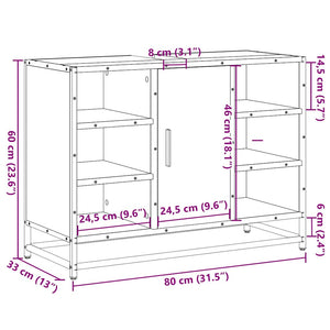 Ντουλάπι Μπάνιου Νιπτήρα Καφέ Δρυς 80 x 33 x 60 εκ. Επεξ. Ξύλο - Pakobazaar