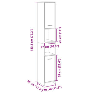 Στήλη Μπάνιου Sonoma Δρυς 30x30x183,5 εκ. Επεξεργασμένο Ξύλο