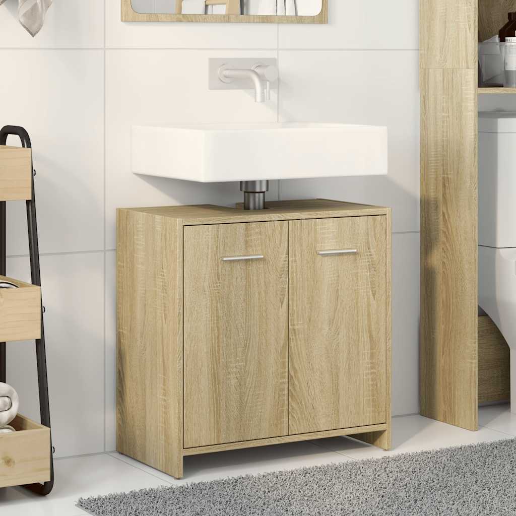 Ντουλάπι Νιπτήρα Μπάνιου Sonoma Δρυς 60x33x60 εκ. Επεξ. Ξύλο - Pakobazaar