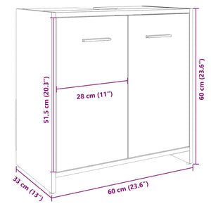 Ντουλάπι Νιπτήρα Μπάνιου Sonoma Δρυς 60x33x60 εκ. Επεξ. Ξύλο - Pakobazaar