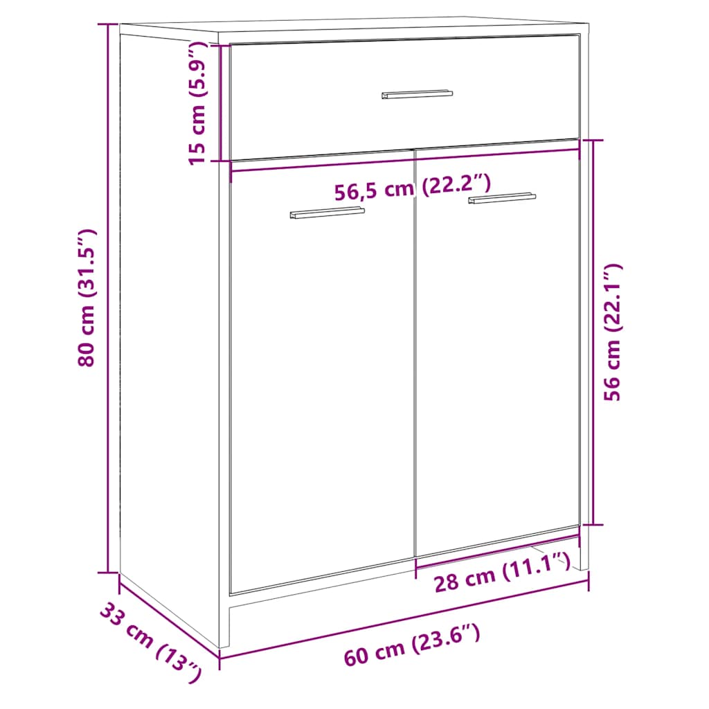Ντουλάπι Μπάνιου Sonoma Δρυς 60 x 33 x 80 εκ. από Επεξ. Ξύλο