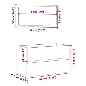Ντουλάπι Μπάνιου με Καθρέφτη Sonoma δρυς 80x38,5x45 εκ.