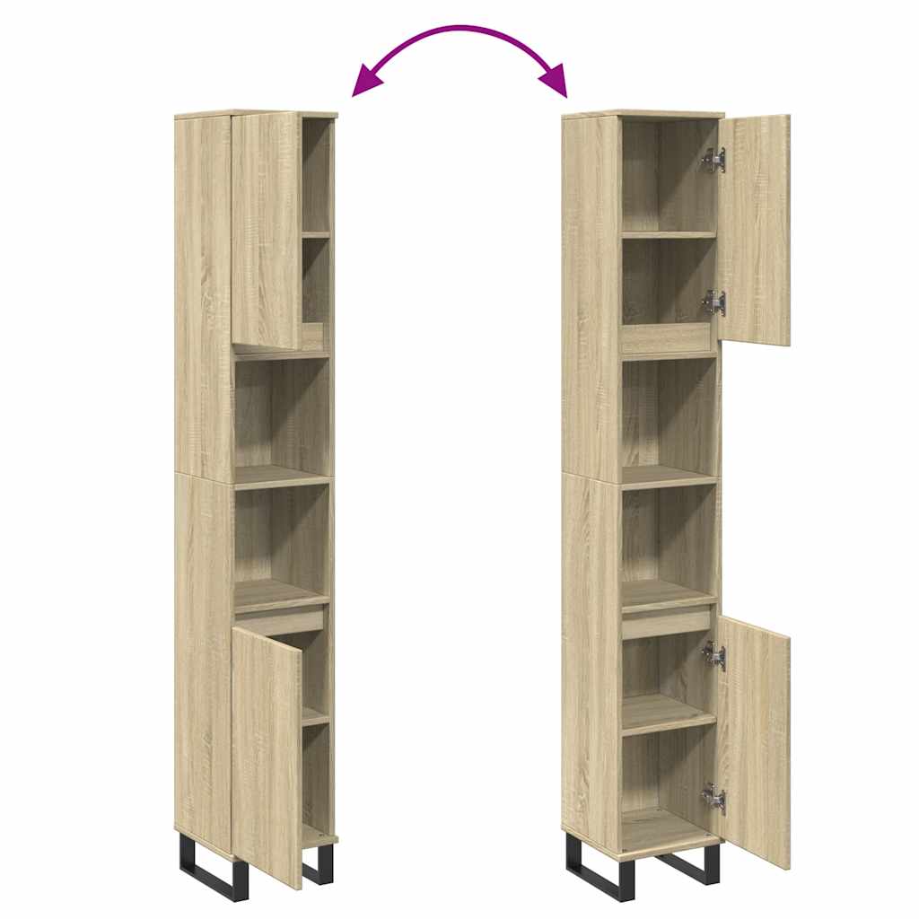 Ντουλάπι Μπάνιου Sonoma Δρυς 30x30x190 εκ. Επεξεργασμένο Ξύλο - Pakobazaar