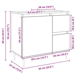 Ντουλάπι Νιπτήρα Μπάνιου Sonoma Δρυς 65x33x60 εκ. Επεξ. Ξύλο