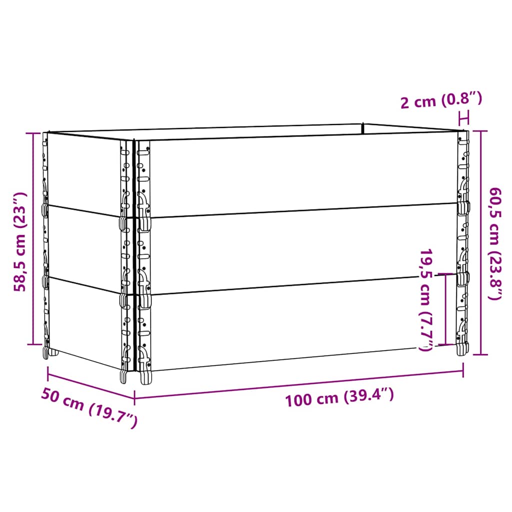 Κολάρα Παλέτας 3 τεμ. Μαύρο 100x50 εκ. από Μασίφ Ξύλο Πεύκου - Pakobazaar