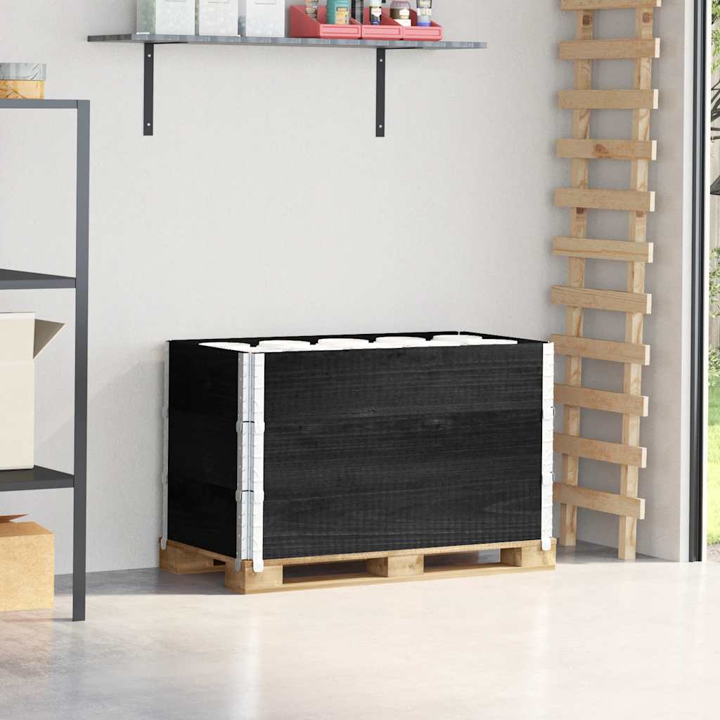 Κολάρα Παλέτας 3 τεμ. Μαύρο 100x50 εκ. από Μασίφ Ξύλο Πεύκου - Pakobazaar