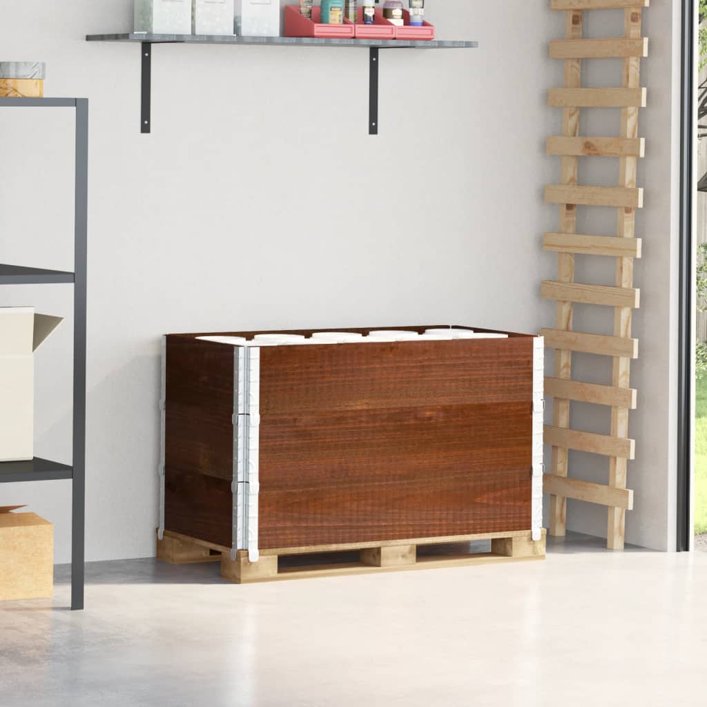 Κολάρα Παλέτας 3 τεμ. Καφέ 100x50 εκ. από Μασίφ Ξύλο Πεύκου - Pakobazaar