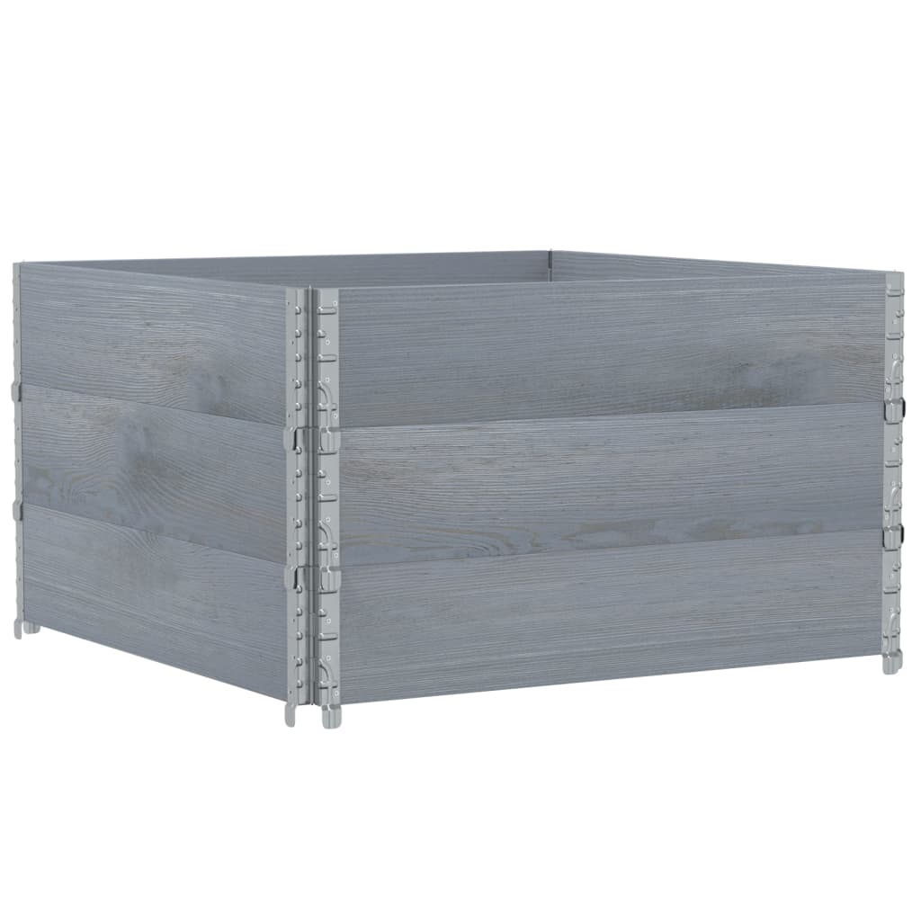 Κολάρα Παλέτας 3 τεμ. Γκρι 100x100 εκ. από Μασίφ Ξύλο Πεύκου - Pakobazaar