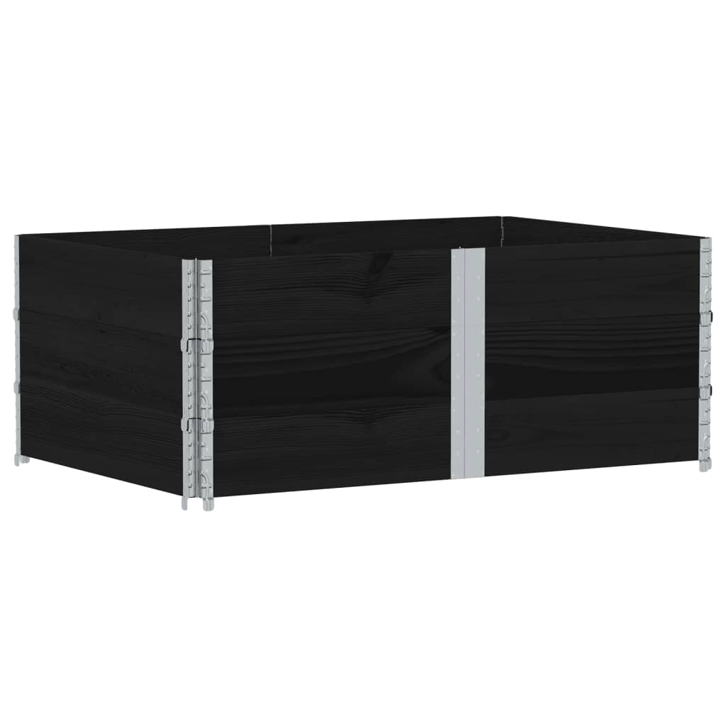 Κολάρα Παλέτας 3 τεμ. Μαύρο 150x100 εκ. από Μασίφ Ξύλο Πεύκου