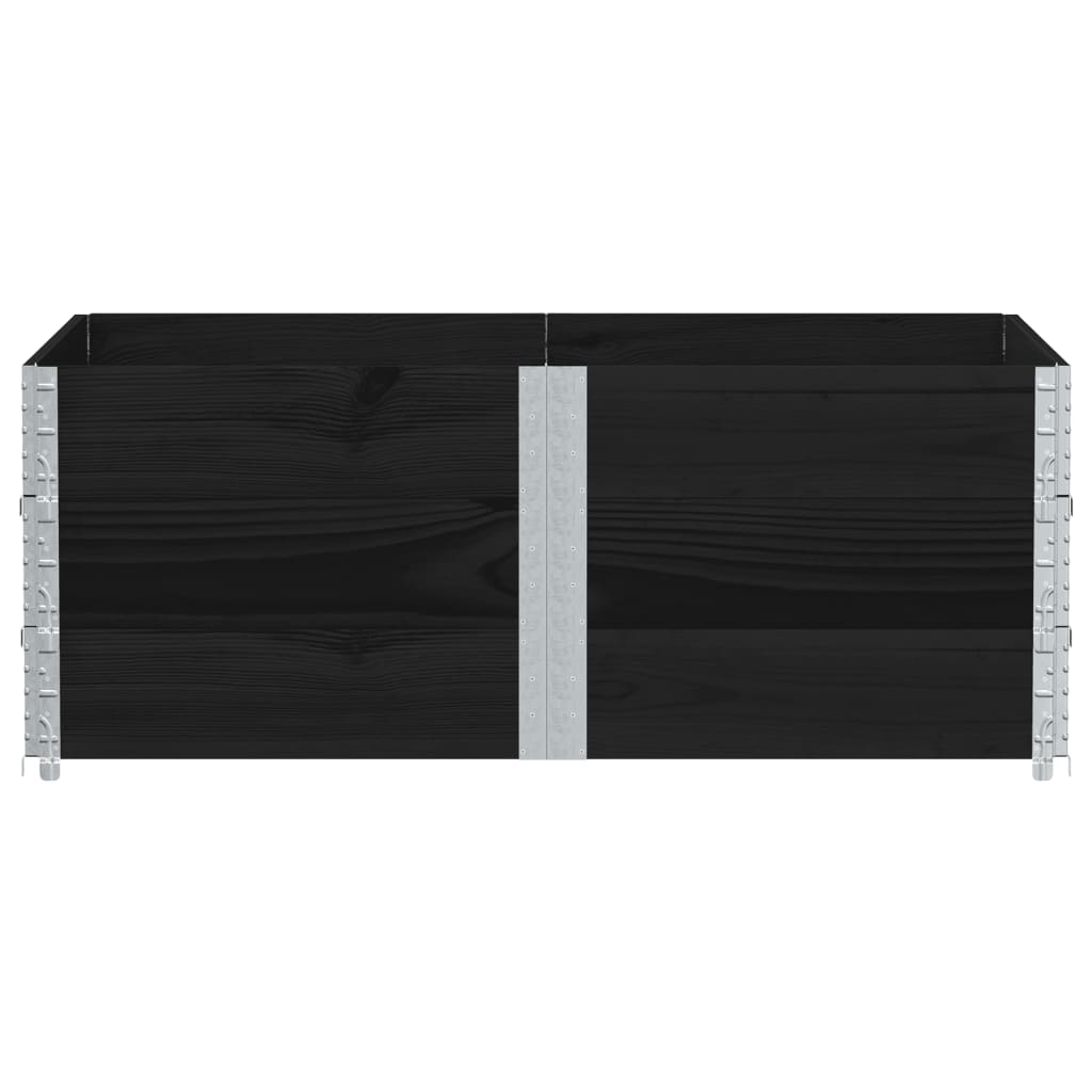 Κολάρα Παλέτας 3 τεμ. Μαύρο 150x100 εκ. από Μασίφ Ξύλο Πεύκου