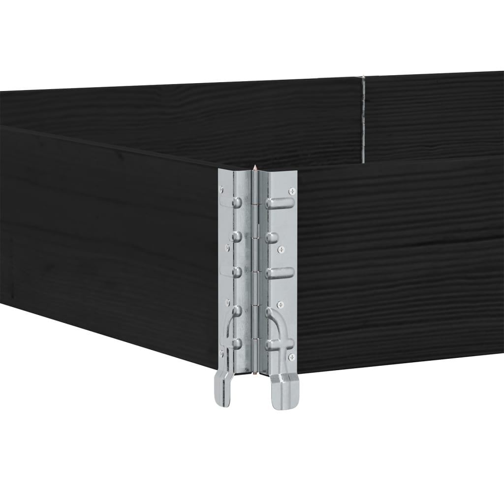 Κολάρα Παλέτας 3 τεμ. Μαύρο 150x100 εκ. από Μασίφ Ξύλο Πεύκου