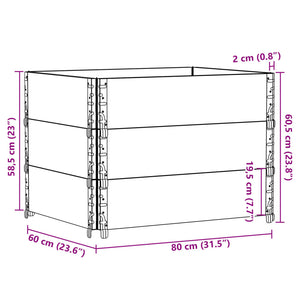 Ζαρντινιέρα Κήπου Μαύρη 80x60 εκ. από Μασίφ Ξύλο Πεύκου - Pakobazaar