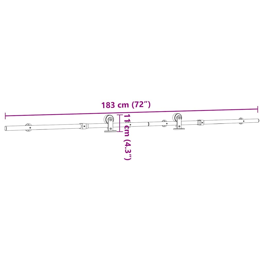 Μηχανισμός Συρόμενης Μεσόπορτας Ασημί 183 εκ. Ανοξείδωτο Ατσάλι