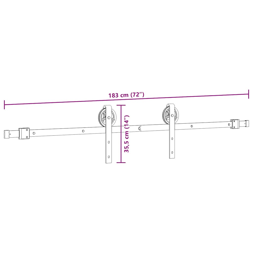 Μηχανισμός Συρόμενης Μεσόπορτας Μαύρος 183 εκ. Ατσάλινος