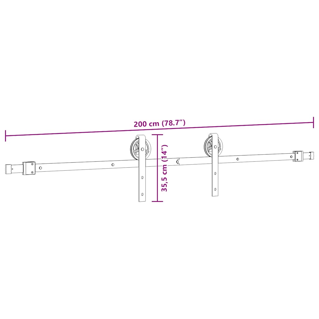 Μηχανισμός Συρόμενης Μεσόπορτας Μαύρος 200 εκ. Ατσάλινος