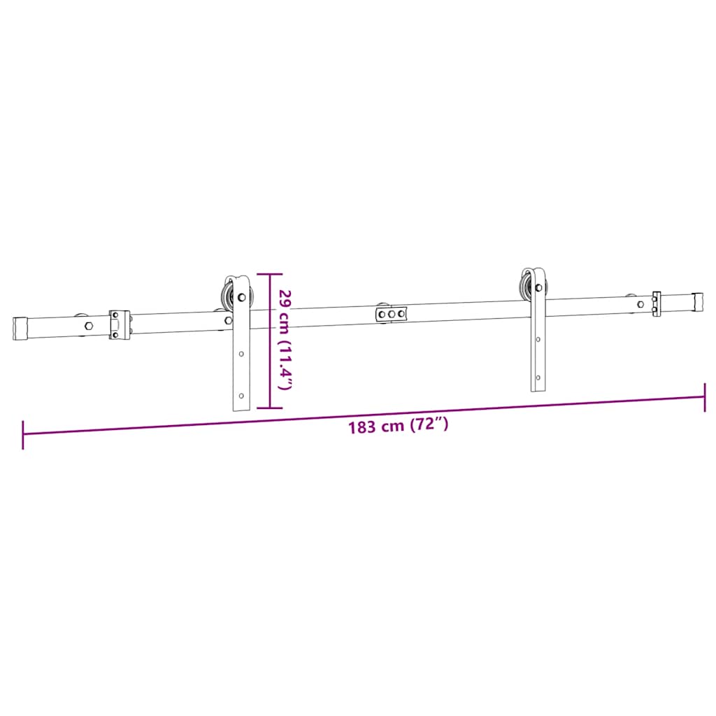 Μηχανισμός Συρόμενης Μεσόπορτας Μαύρος 183 εκ. Ατσάλινος - Pakobazaar