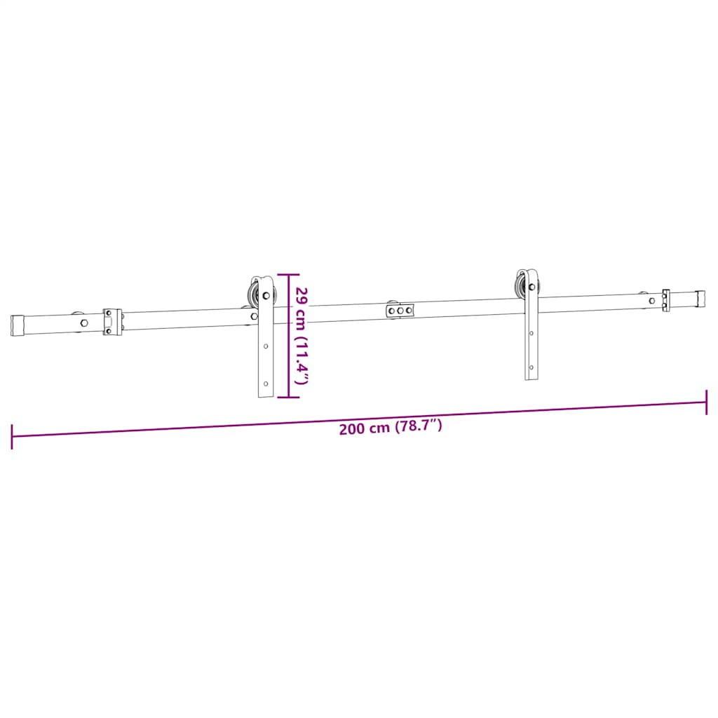 Μηχανισμός Συρόμενης Μεσόπορτας Μαύρος 200 εκ. Ατσάλινος