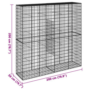 Συρματοκιβώτιο με Κάλυμμα 200x50x200 εκ από Γαλβανισμένο Χάλυβα