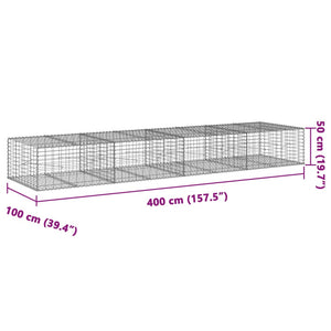 Συρματοκιβώτιο με Κάλυμμα 400x100x50εκ. από Γαλβανισμένο Χάλυβα