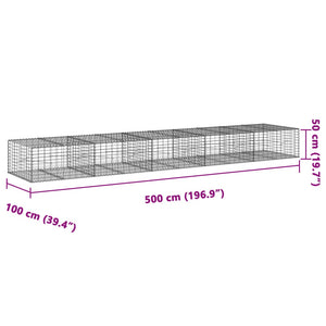 Συρματοκιβώτιο με Κάλυμμα 500x100x50εκ. από Γαλβανισμένο Χάλυβα