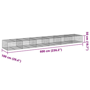 Συρματοκιβώτιο με Κάλυμμα 600x100x50εκ. από Γαλβανισμένο Χάλυβα