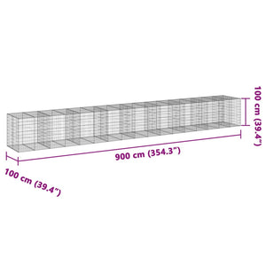 Συρματοκιβώτιο με Κάλυμμα 900x100x100εκ από Γαλβανισμένο Χάλυβα