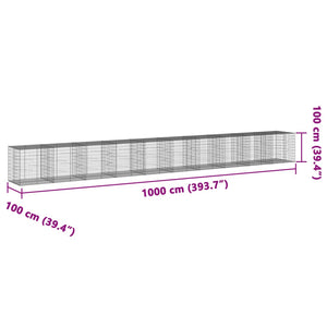 Συρματοκιβώτιο με Κάλυμμα 1000x100x100 εκ Γαλβανισμένο Χάλυβα