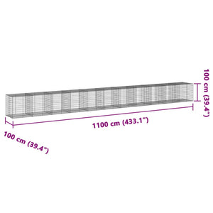 Συρματοκιβώτιο με Κάλυμμα 1100x100x100 εκ. Γαλβανισμένο Χάλυβα