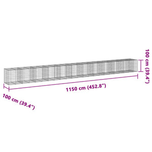 Συρματοκιβώτιο με Κάλυμμα 1150x100x100 εκ. Γαλβανισμένο Χάλυβα