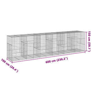 Συρματοκιβώτιο με Κάλυμμα 600x100x150 εκ. Γαλβανισμένο Χάλυβα