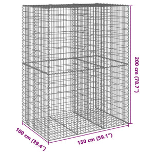 Συρματοκιβώτιο με Κάλυμμα 150x100x200εκ από Γαλβανισμένο Χάλυβα