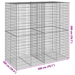Συρματοκιβώτιο με Κάλυμμα 200x100x200εκ από Γαλβανισμένο Χάλυβα