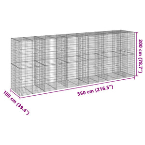 Συρματοκιβώτιο με Κάλυμμα 550x100x200εκ από Γαλβανισμένο Χάλυβα