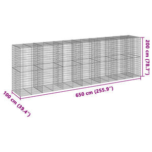 Συρματοκιβώτιο με Κάλυμμα 650x100x200εκ από Γαλβανισμένο Χάλυβα