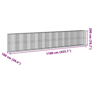 Συρματοκιβώτιο με Κάλυμμα 1100x100x200 εκ. Γαλβανισμένο Χάλυβα - Pakobazaar