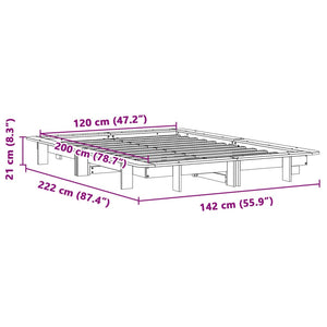 Σκελετός Κρεβατιού Χωρίς Στρώμα 120x200 εκ Μασίφ Ξύλο Πεύκου - Pakobazaar