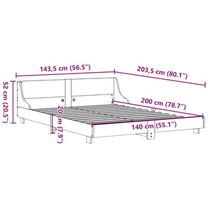 Σκελετός Κρεβατιού Χωρίς Στρώμα Καφέ 140x200 Μασίφ Ξύλο Πεύκου