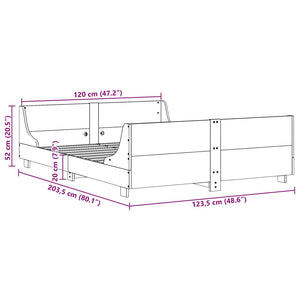 Σκελετός Κρεβατιού Χωρίς Στρώμα 120x200 εκ Μασίφ Ξύλο Πεύκου - Pakobazaar