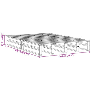 Σκελετός Κρεβατιού Χωρίς Στρώμα 140x200 εκ Μασίφ Ξύλο Πεύκου - Pakobazaar