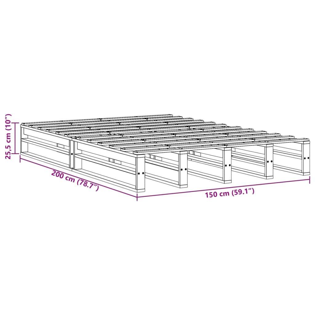 Σκελετός Κρεβατιού Χωρίς Στρώμα 150x200 εκ Μασίφ Ξύλο Πεύκου