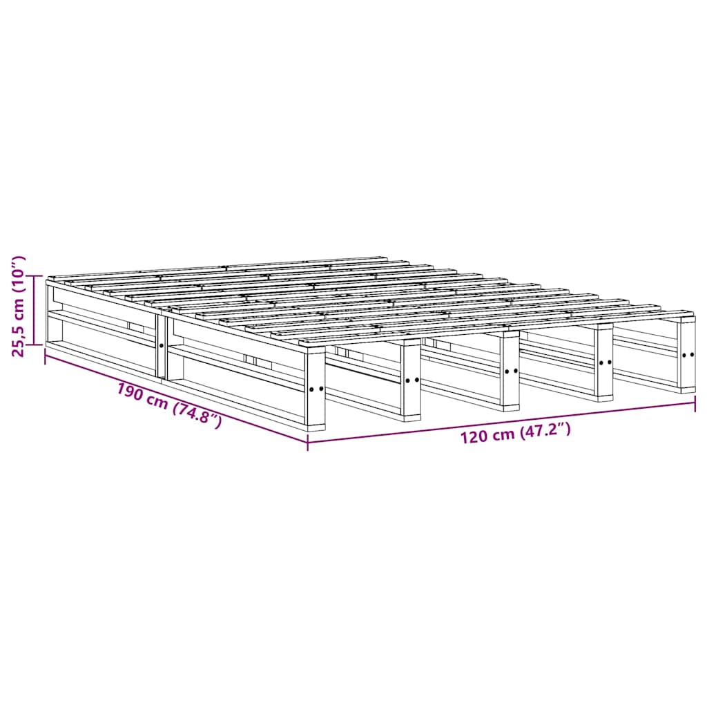 Σκελετός Κρεβατιού Χωρίς Στρώμα 120x190 εκ Μασίφ Ξύλο Πεύκου
