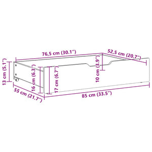 Συρτάρια Κρεβατιού με Ροδάκια 2 τεμ. 85x55x17 εκ. Μασίφ Πεύκο