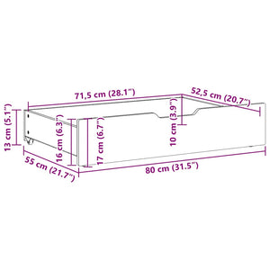 Συρτάρια Κρεβατιού με Ροδάκια 2 τεμ. 80x55x17 εκ. Μασίφ Πεύκο