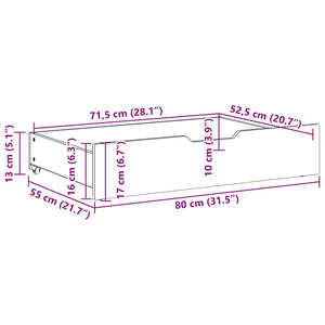 Συρτάρια Κρεβατιού 2 τεμ Λευκό 80x55x17 εκ. Μασίφ Ξύλο Πεύκου