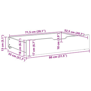 Συρτάρια Κρεβατιού 2 τεμ 80x55x17εκ Καφέ Κεριού Μασίφ Πεύκο - Pakobazaar