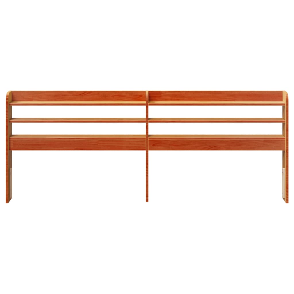 Κεφαλάρι με Ράφια Καφέ Κεριού 200 εκ. από Μασίφ Ξύλο Πεύκου