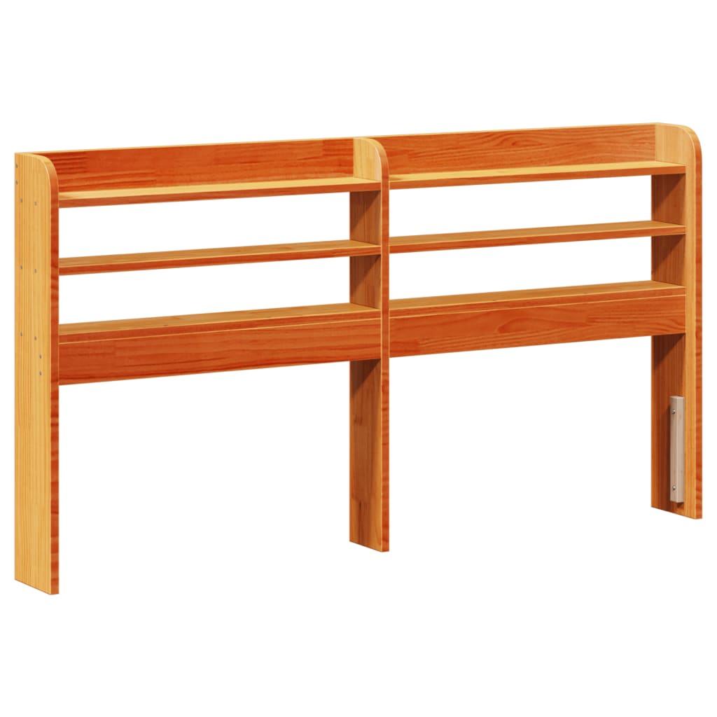 Κεφαλάρι με Ράφια Καφέ Κεριού 160 εκ. από Μασίφ Ξύλο Πεύκου