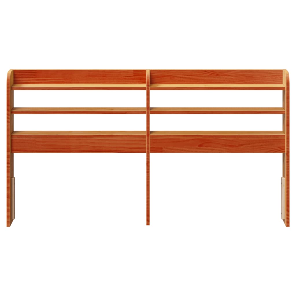 Κεφαλάρι με Ράφια Καφέ Κεριού 160 εκ. από Μασίφ Ξύλο Πεύκου